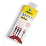 Arizone L8 Plus 3-in-1 Braided Charging Cable 1.2M | USB to C, Lightning & Micro | 5A