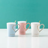 CERAMIC COUPLE HEART COFFEE MUG WITH SPOON