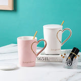 CERAMIC COUPLE HEART COFFEE MUG WITH SPOON