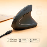 Arizone Vertical Wireless Mouse, Ergonomic 6-Button Mouse with Adjustable DPI, Type-C Rechargeable Silent Mouse for Laptop & PC