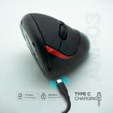 Arizone Vertical Ergonomic Mouse, 5 Buttons Wireless Mouse with Adjustable DPI, Forward & Backward Buttons, Custom Button, Type-C Rechargeable – For Laptop & PC