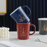 CERAMIC COFFEE MUG WITH LID AND SPOON