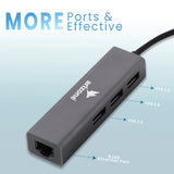 موزع USB T-3620 من Arizone® (موزع 3 منافذ + شبكة محلية) 1*USB 3.0/2*USB 2.0/RJ45 بسرعة 100 ميجابت في الثانية
