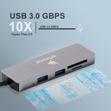 موزع USB T-3625 من Arizone® (6 في 1) 1*USB 3.0/2*USB 2.0/USB-C PD/SD/TF