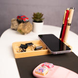 WOODEN WIRELESS CHARGING PAD WITH PEN HOLDER