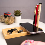 WOODEN WIRELESS CHARGING PAD WITH PEN HOLDER