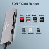 موزع USB T-3625 من Arizone® (6 في 1) 1*USB 3.0/2*USB 2.0/USB-C PD/SD/TF