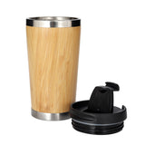 DOUBLE-WALLED DRINKING CUP WITH BAMBOO LID THERMAL MUG