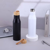 STAINLESS STEEL SPORTS WATER BOTTLE WITH BAMBOO LID