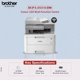 طابعة Brother اللاسلكية متعددة الإمكانات، DCP-L3551CDW، مع طباعة ليزر ملونة LED متقدمة، وطباعة مزدوجة وطباعة متنقلة، واتصال شبكي، وحبر عالي الإنتاجية