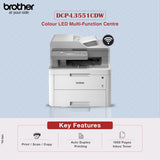 طابعة Brother اللاسلكية متعددة الإمكانات، DCP-L3551CDW، مع طباعة ليزر ملونة LED متقدمة، وطباعة مزدوجة وطباعة متنقلة، واتصال شبكي، وحبر عالي الإنتاجية