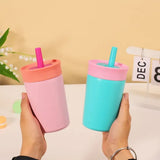STAINLESS STEEL TUMBLER WITH SPILL RESISTANT FLEXIBLE STRAW