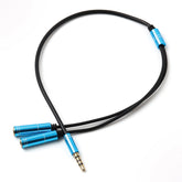 ARIZONE AUDIO CABLE MICROPHONE EARPHONE 30CM AUX 3.5M/2*3.5F BLK Microphone 3.5mm Stereo Audio Male to 2 Female Headphone Mic Splitter Audio Adapter for PS4/PS5 Laptop- 0.2M