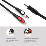 ARIZONE Audio Cable 2*1 1.5M BLK 3.5mm Aux to 2 RCA Adapter Audio Cable for Stereo Speaker or Subwoofer with Gold-Plated Plugs, Black