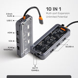 موزع USB Arizone® SW10V (10 في 1) 1*USB 3.0/2*USB 2.0/HDMI/RJ45/VGA/USB-C PD/SD/TF/3.5 مم 100 ميجابت في الثانية