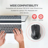 ماوس لاسلكي قابل لإعادة الشحن UP M15 مع ماوس USB للكمبيوتر المحمول والكمبيوتر الشخصي وChromebook والكمبيوتر المحمول، بنقرة صامتة، ماوس اتصال لاسلكي 15 متر، أسود