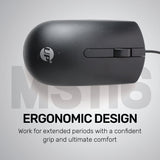 ماوس بصري UP MS116 سلكي، ماوس كمبيوتر سلكي USB بتصميم مريح، ماوس لأجهزة الكمبيوتر المحمولة، وأجهزة الكمبيوتر المكتبية، وأجهزة Mac، وأجهزة Chromebook، وأجهزة Matebook - أسود