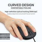 ماوس سلكي UP M305، ماوس كمبيوتر سلكي USB أسود بتصميم مريح