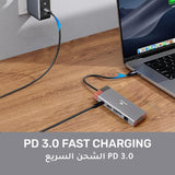 موزع USB Arizone® BS10A (10 في 1) 3 منافذ USB 3.0/HDMI/RJ45/VGA/USB-C PD/SD/TF/3.5 مم بسرعة 1000 ميجابت في الثانية