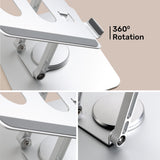 حامل كمبيوتر محمول Arizone®، حامل كمبيوتر محمول قابل للتعديل من الألومنيوم محمول للمكتب، حامل كمبيوتر محمول قابل للطي ومبرد وجيد التهوية