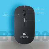 ماوس كمبيوتر Arizone® Mouse BT8000 لأجهزة الكمبيوتر المحمولة وأجهزة الكمبيوتر الشخصية وأجهزة Chromebook وأجهزة الكمبيوتر المحمولة والنقر الصامت والاتصال اللاسلكي