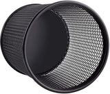 حامل أقلام رصاص مكون من 12 قطعة من شبكة معدنية سوداء مستديرة من الفولاذ مع حامل أقلام مغناطيسي للمكتب والمدرسة ومنظم اللوازم البنكية