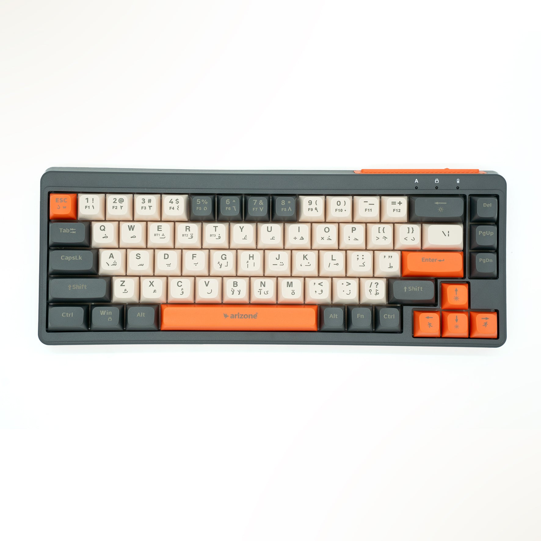 Arizone BK-036 Wireless Keyboard, Dual Mode Bluetooth 5.0 & 2.4GHz, Type-C Rechargeable Backlit Keyboard, Slim Design for Laptop, PC & Tablet – English/Arabic Layout Main image