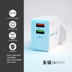 Arizone R-14 Dual USB Fast Charger | 3.1A with LED Indicator