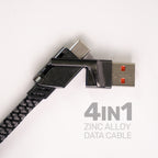 Arizone R-19 4-in-1 Charging Cable | 120W Fast Charge | Braided | USB-C & USB / USB-C & Lightning