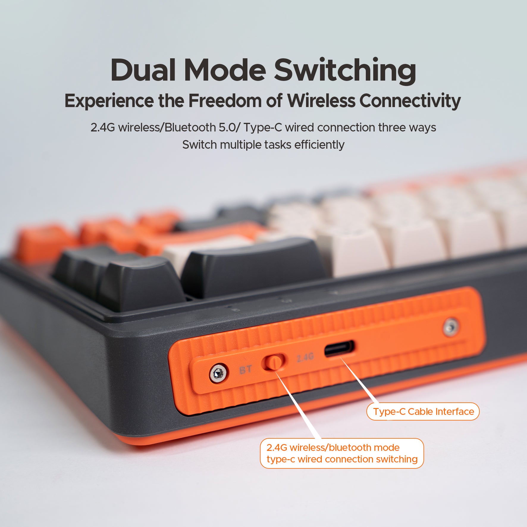 Arizone BK-036 Wireless Keyboard, Dual Mode Bluetooth 5.0 & 2.4GHz, Type-C Rechargeable Backlit Keyboard, Slim Design for Laptop, PC & Tablet – English/Arabic Layout