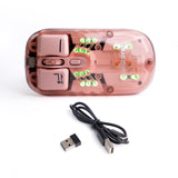 Transparent Wireless Dual-Mode RGB Bluetooth Mouse Ergonomic Universal Hots Adjustable to 1600dpi / FV-T7 white