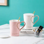 CERAMIC COUPLE HEART COFFEE MUG WITH SPOON
