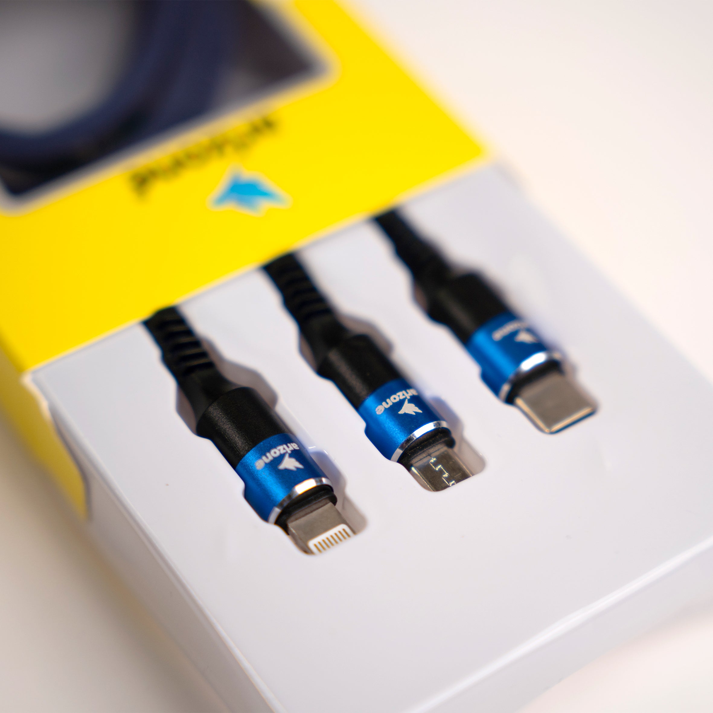 Arizone L8 Plus 3-in-1 Braided Charging Cable 1.2M | USB to C, Lightning & Micro | 5A