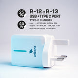 Arizone Charger Adaptor R-12 / R-13 USB + Type-C  | 25W & 45W Fast Charging