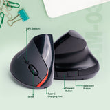 Arizone® AM-03 Wireless Vertical Mouse USB Rechargeable Optical Vertical Mice Universal Computer Gaming Mouse Wireless Ergonomic Optical Mouse For PC Laptop