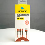 Arizone L8 Plus 3-in-1 Braided Charging Cable 1.2M | USB to C, Lightning & Micro | 5A