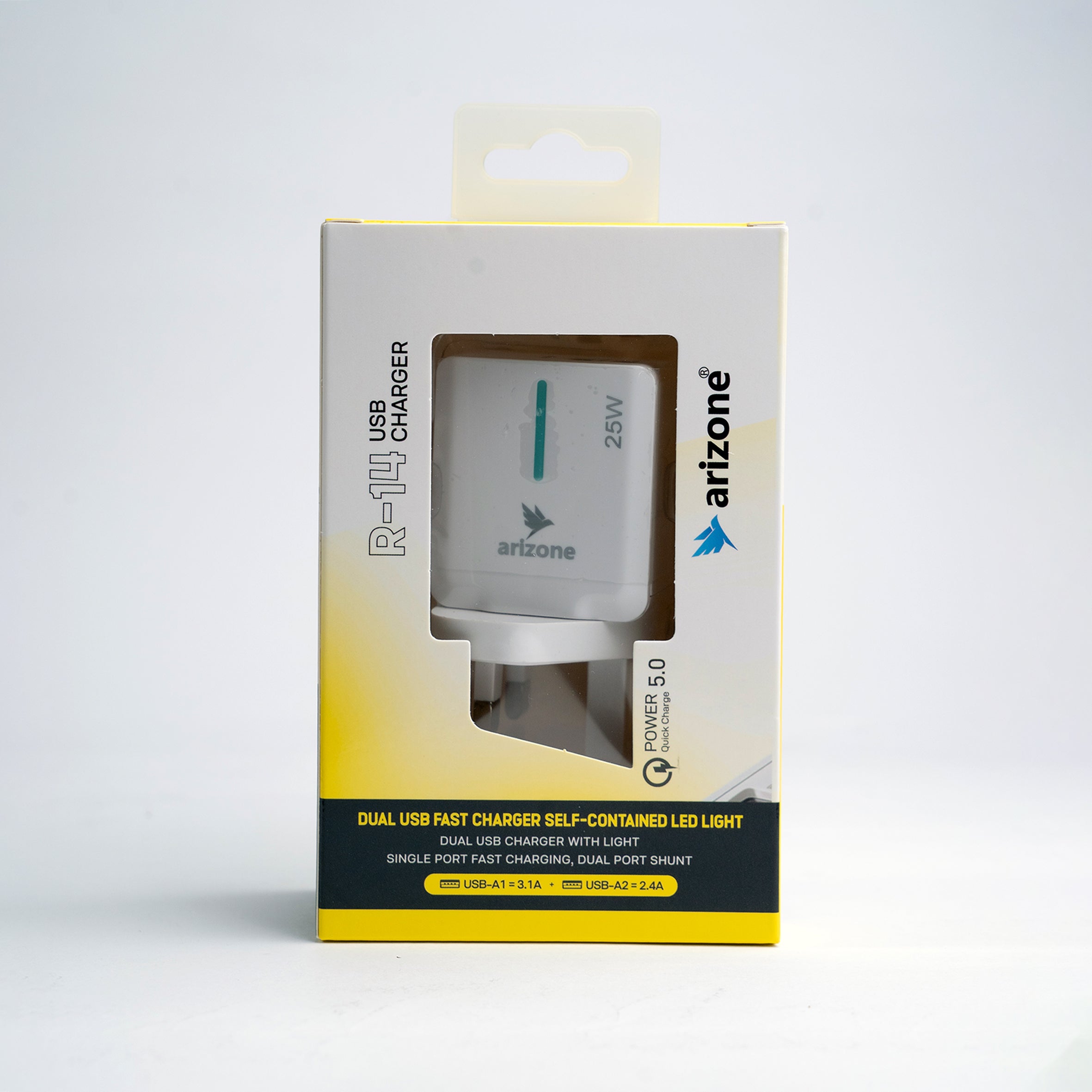 Arizone R-14 Dual USB Fast Charger | 3.1A with LED Indicator