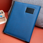 LEATHER NOTEBOOK WITH BACKUP CHARGER Q1 PRINTED WITH COMPANY LOGO