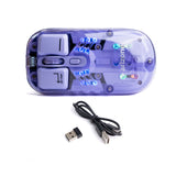 Transparent Wireless Dual-Mode RGB Bluetooth Mouse Ergonomic Universal Hots Adjustable to 1600dpi / FV-T7 white