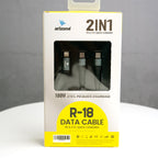 Arizone R-18 2-in-1 Charging Cable 1.2M | 100W Fast Charge | USB-C + USB-C/Lightning