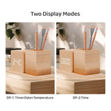 WOODEN TABLE LED ALARM  CLOCK WITH PEN HOLDER
