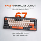 Arizone BK-036 Wireless Keyboard, Dual Mode Bluetooth 5.0 & 2.4GHz, Type-C Rechargeable Backlit Keyboard, Slim Design for Laptop, PC & Tablet – English/Arabic Layout