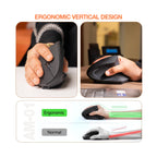 Arizone Vertical Wireless Mouse, Ergonomic 6-Button Mouse with Adjustable DPI, Type-C Rechargeable Silent Mouse for Laptop & PC
