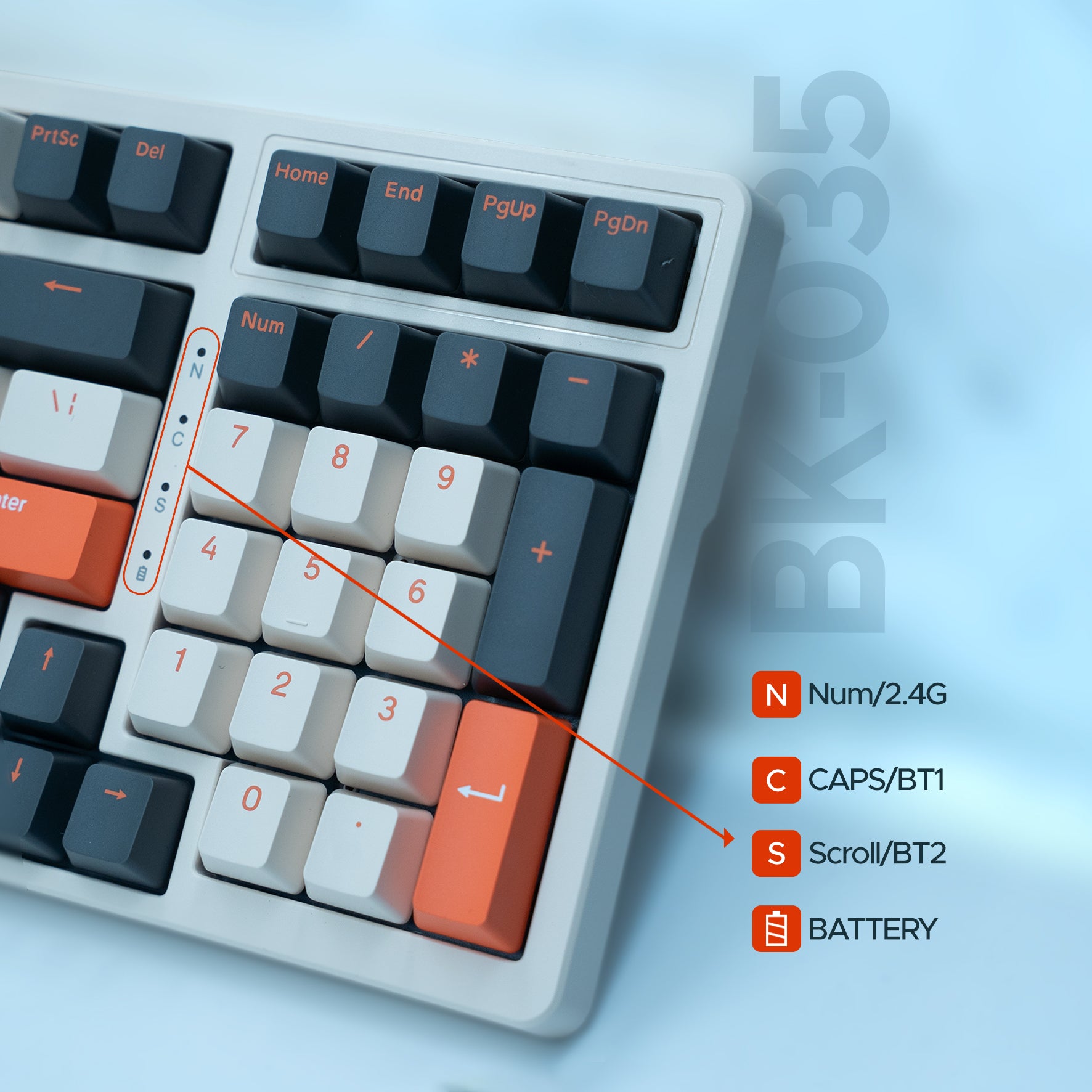 Arizone BK-035 2.4GHz Wireless Keyboard – English/Arabic Layout – Swappable Keycaps – Replaceable Battery – USB Nano Receiver – Slim Desk Accessory