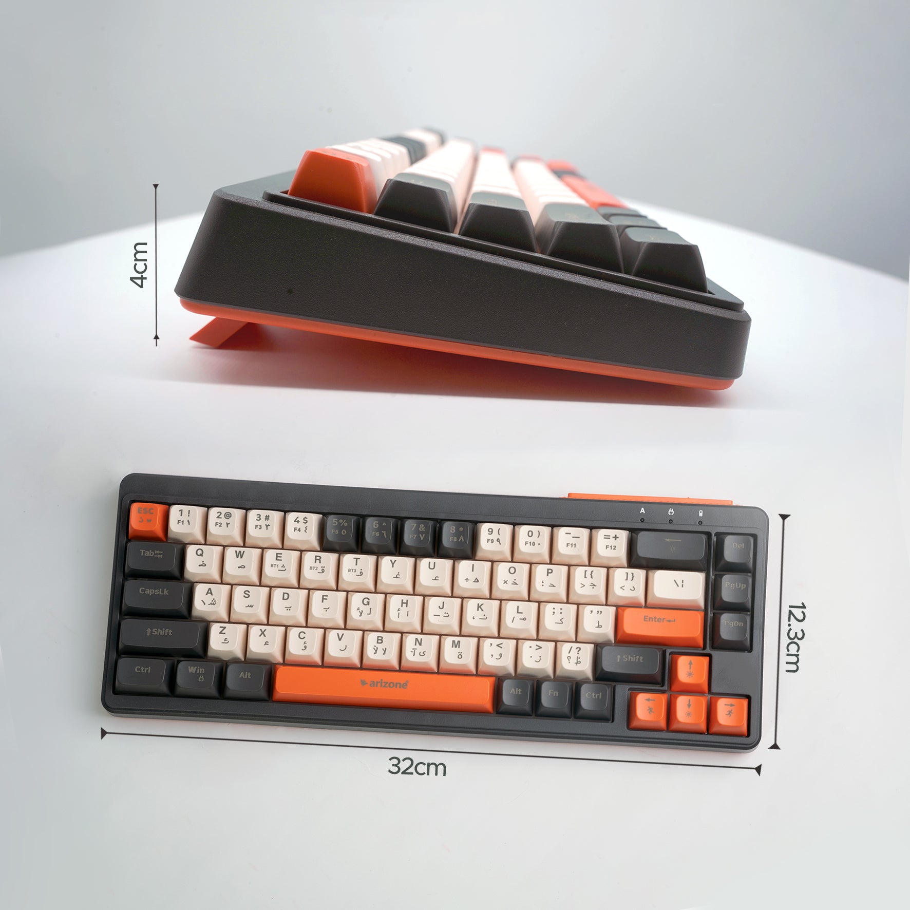 Arizone BK-036 Wireless Keyboard, Dual Mode Bluetooth 5.0 & 2.4GHz, Type-C Rechargeable Backlit Keyboard, Slim Design for Laptop, PC & Tablet – English/Arabic Layout