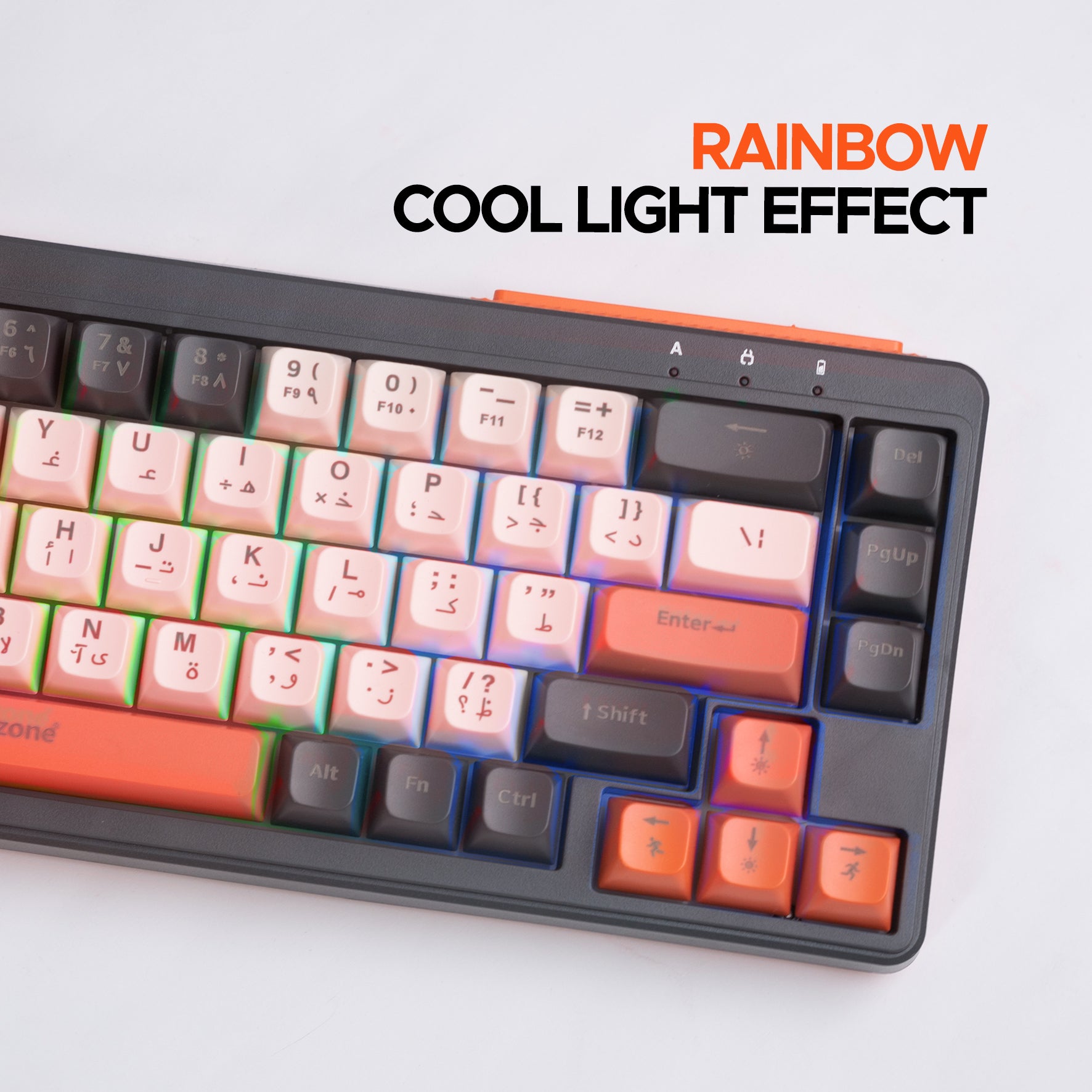 Arizone BK-036 Wireless Keyboard, Dual Mode Bluetooth 5.0 & 2.4GHz, Type-C Rechargeable Backlit Keyboard, Slim Design for Laptop, PC & Tablet – English/Arabic Layout