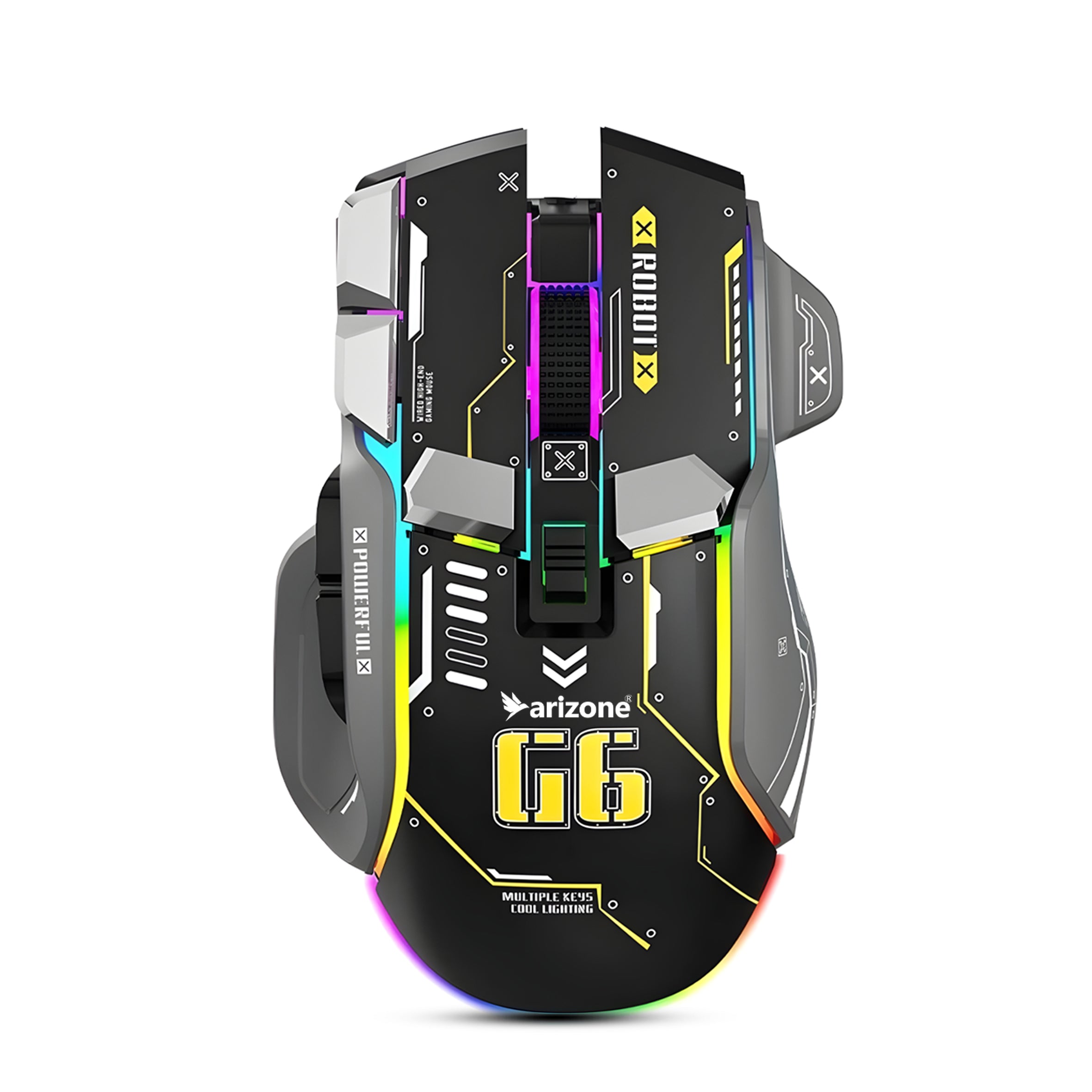 Arizone Tri-Mode Gaming Mouse with RGB Light, Fire Button, CPI Cycle, Bluetooth & 2.4GHz Wireless, USB Type-C Rechargeable Mouse with Forward/Backward Buttons Main image