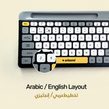 Arizone BK-037 Wireless Keyboard with Bluetooth & 2.4GHz Dual Channel, 100 Keys, Arabic/English Layout, Slim Design with Mobile Phone Holder