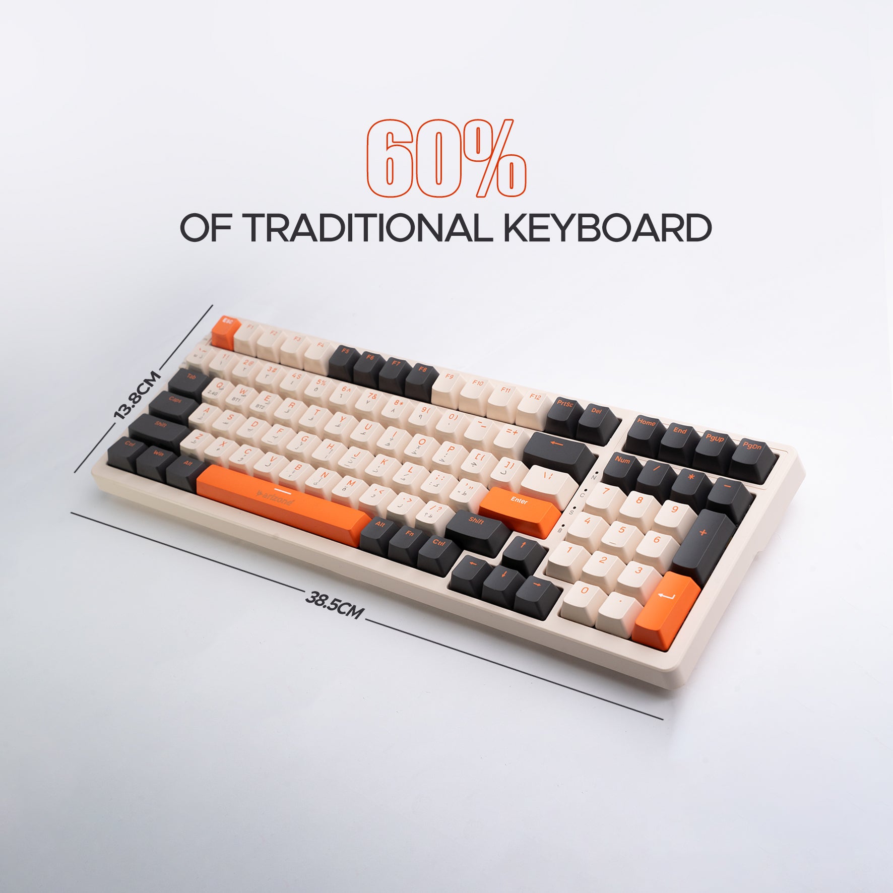 Arizone BK-035 2.4GHz Wireless Keyboard – English/Arabic Layout – Swappable Keycaps – Replaceable Battery – USB Nano Receiver – Slim Desk Accessory