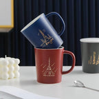 CERAMIC COFFEE MUG WITH LID AND SPOON